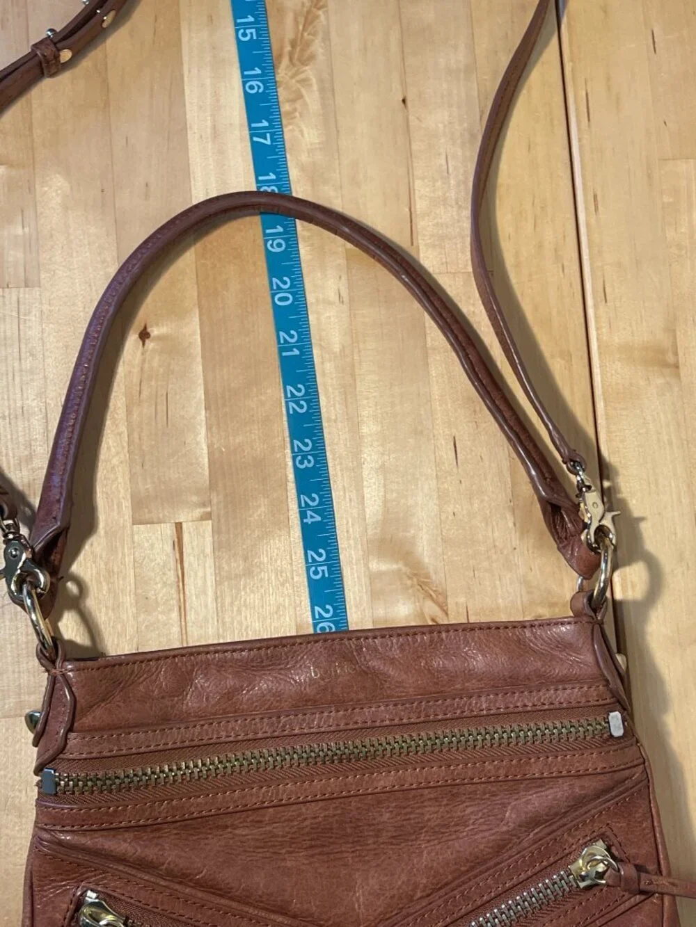 Botkier Trigger Nutmeg Leather Convertible Crossbody Messenger Bag Zipper Detail